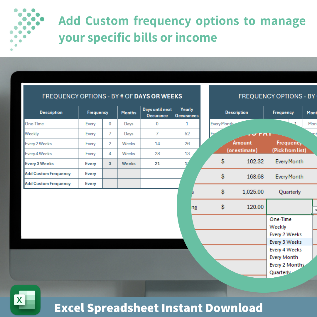 Monthly Income & Bill Tracker | Budgeting Calendar Excel Template | 12-Month Financial Planner | Automated Budget Tool | Instant Printable