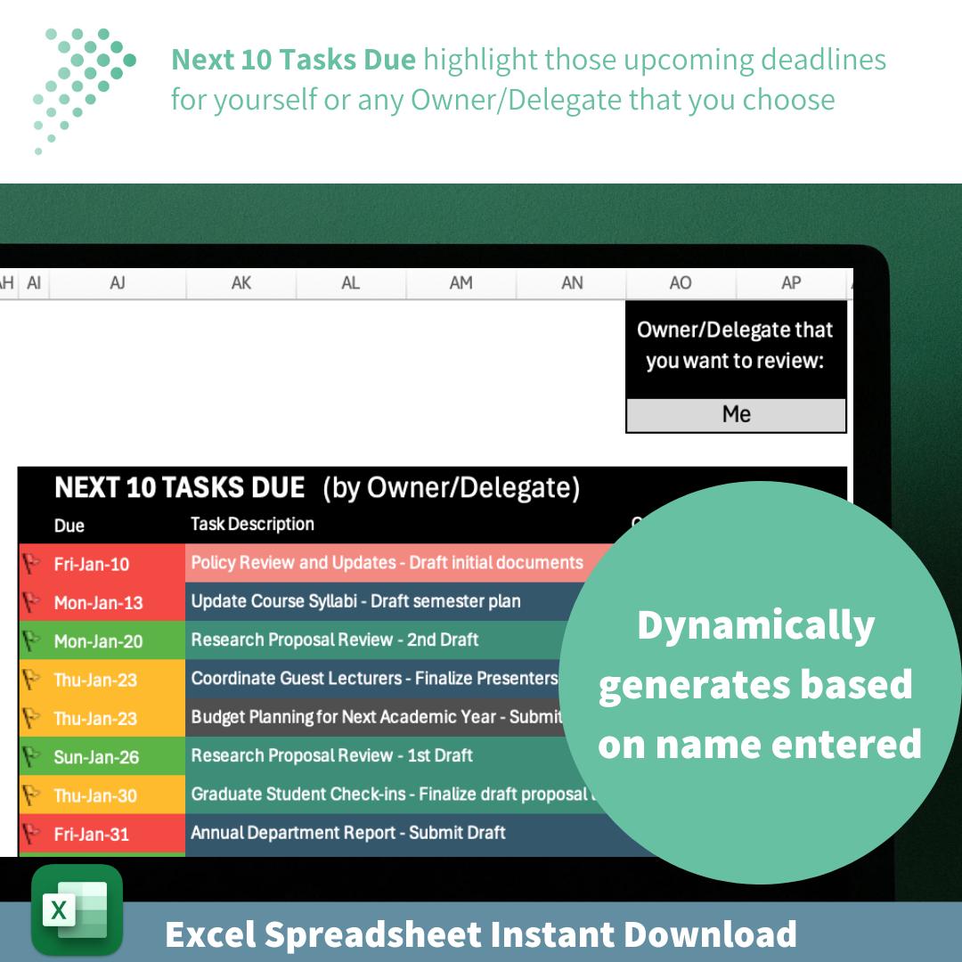 Task Management Template and Dashboard | Team and Project Management | Deadline Organization | Time Management | Prioritization Tool | Excel