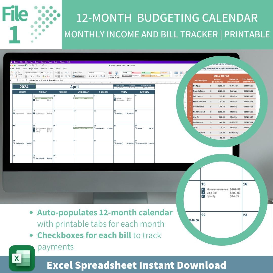 Renter’s Organizer Bundle | Apartment Hunting, Budgeting & Roommate Expenses | | Bill Calendar | Rental Comparison | Roommate Cost Splitting
