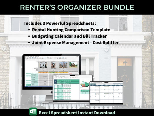 Renter’s Organizer Bundle | Apartment Hunting, Budgeting & Roommate Expenses | | Bill Calendar | Rental Comparison | Roommate Cost Splitting