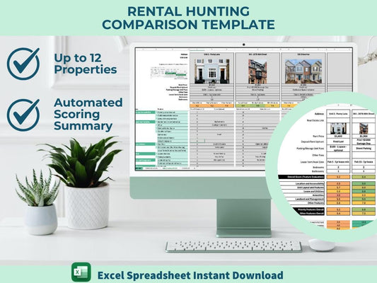Renter's Evaluation Template | Compare Rental Properties | Apartment Hunting Tool | Excel Spreadsheet with Automated Scoring | Printable