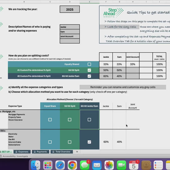 Joint Expense Management | Cost Splitting for Couples or Roommates | Up to 4 Parties | Payment Tracking | Monthly and Cumulative Summaries